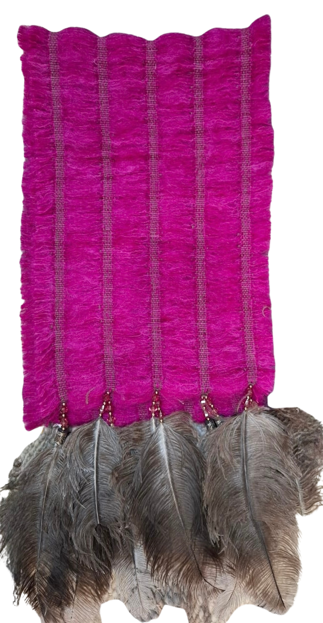 5 Row Mohair Scarf with 5 feathers