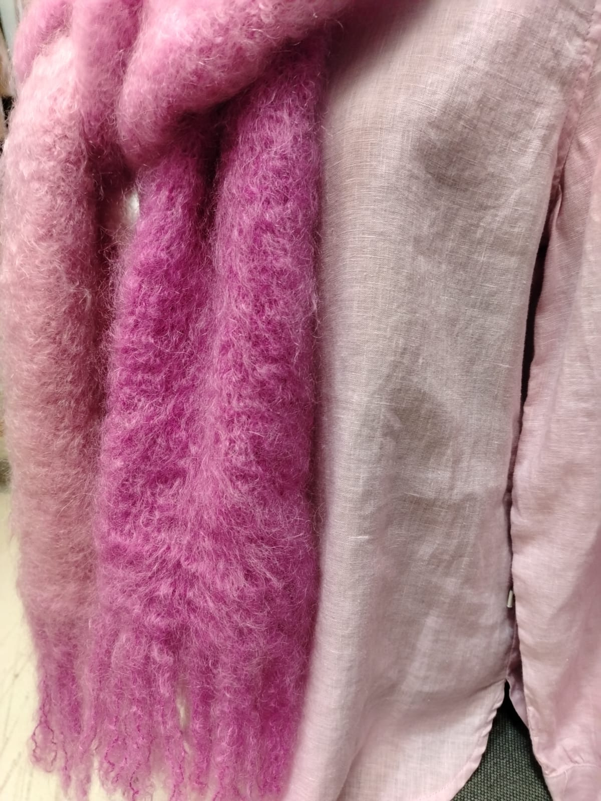 Fluffy long knitted two tone Scarf