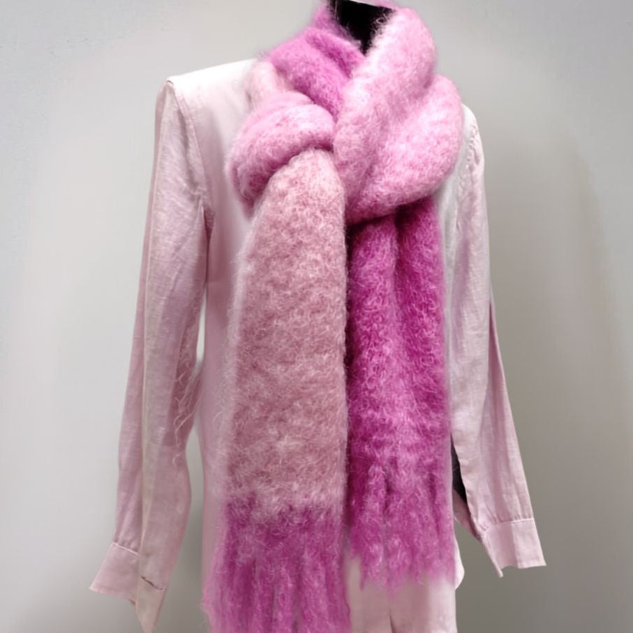 Fluffy long knitted two tone Scarf