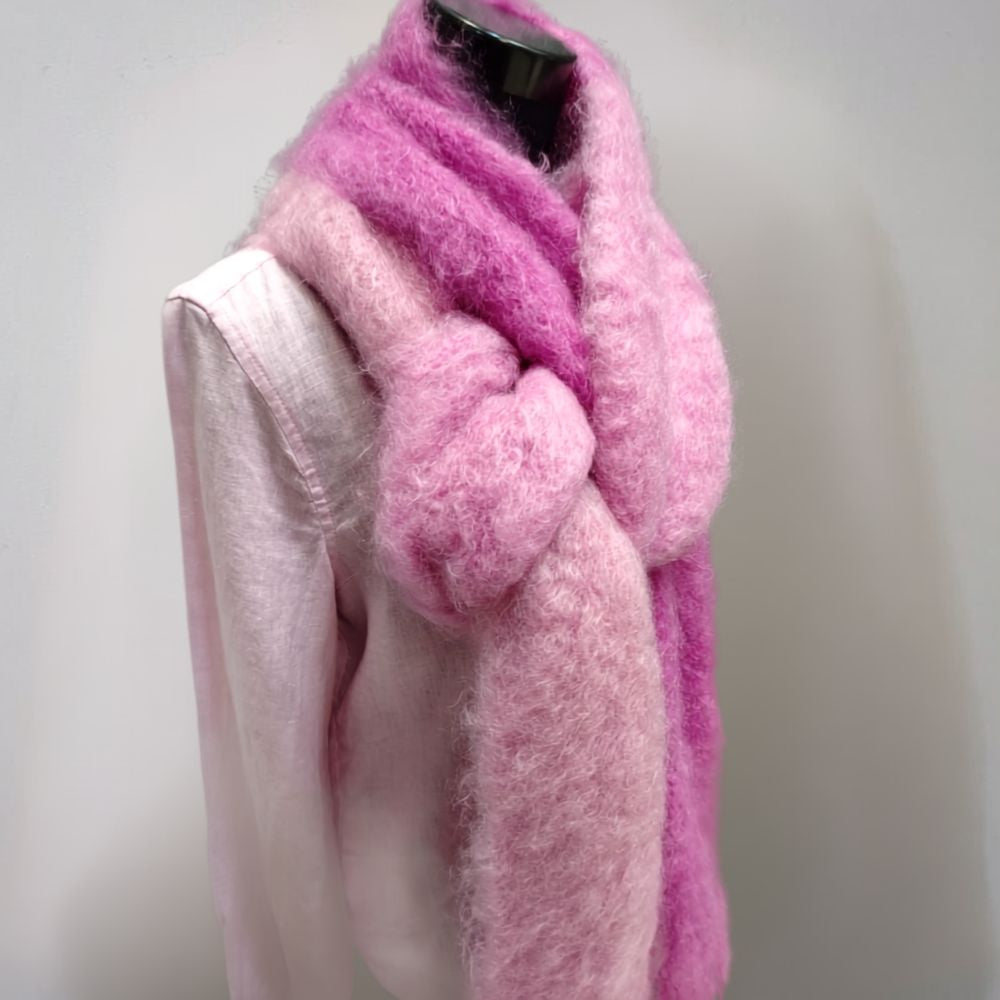 Fluffy long knitted two tone Scarf