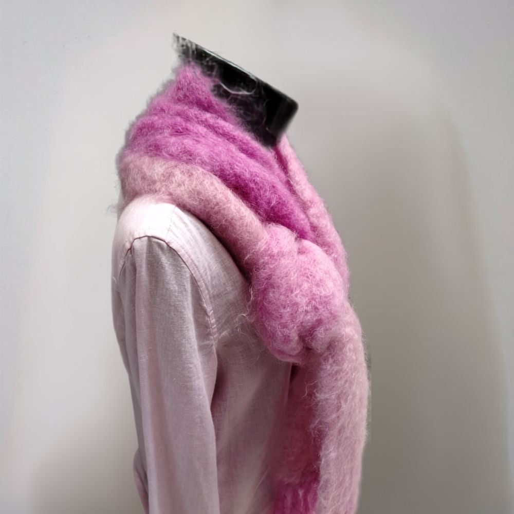 Fluffy long knitted two tone Scarf