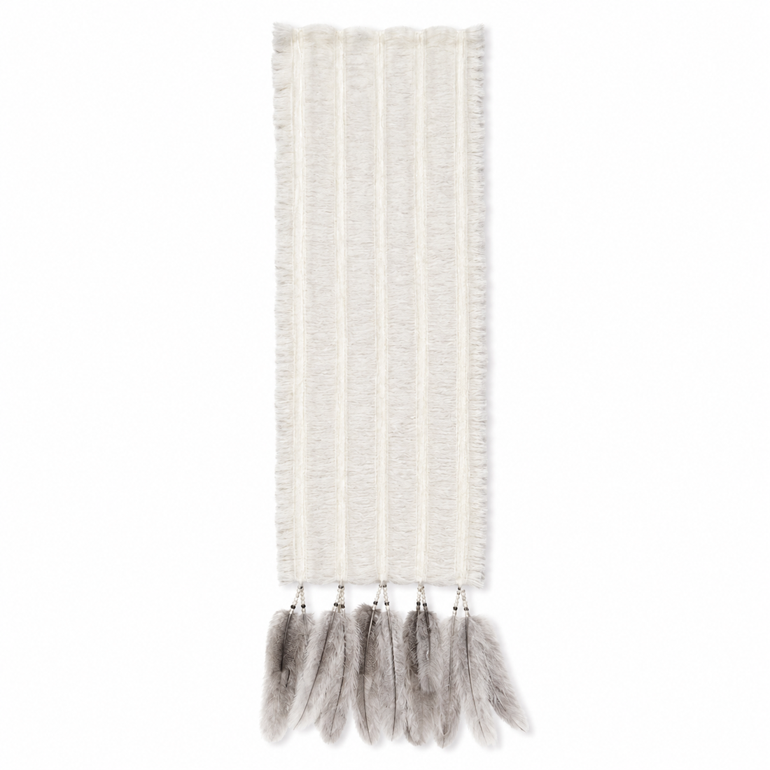 Mohair Scarf with 7 Rows and Feathers