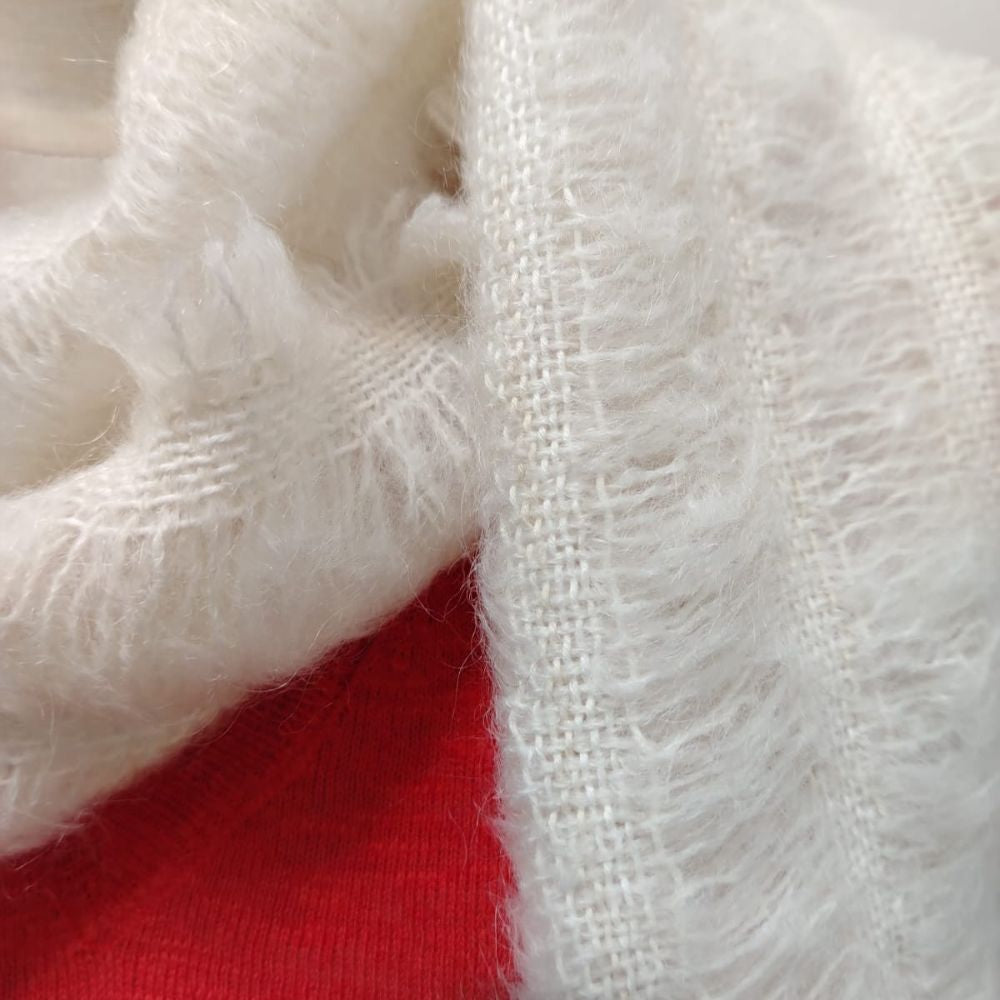 Mohair Scarf with 7 Rows and Feathers