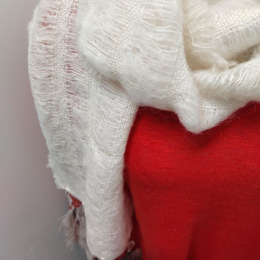 Mohair Scarf with 7 Rows and Feathers