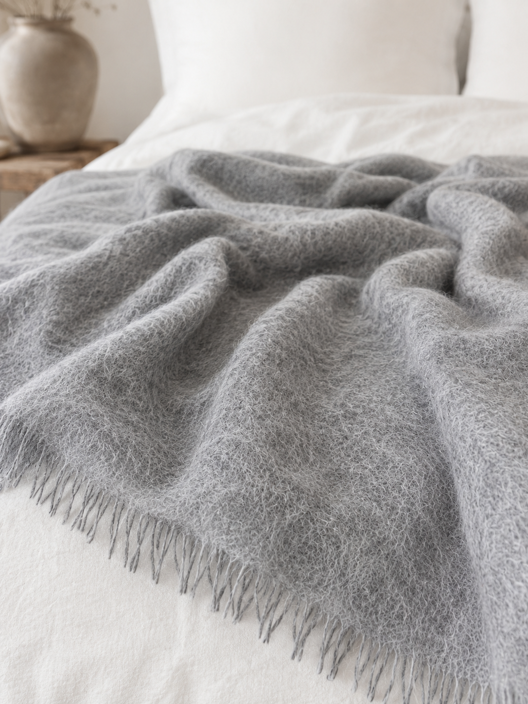 Antique Silver Mohair Blanket