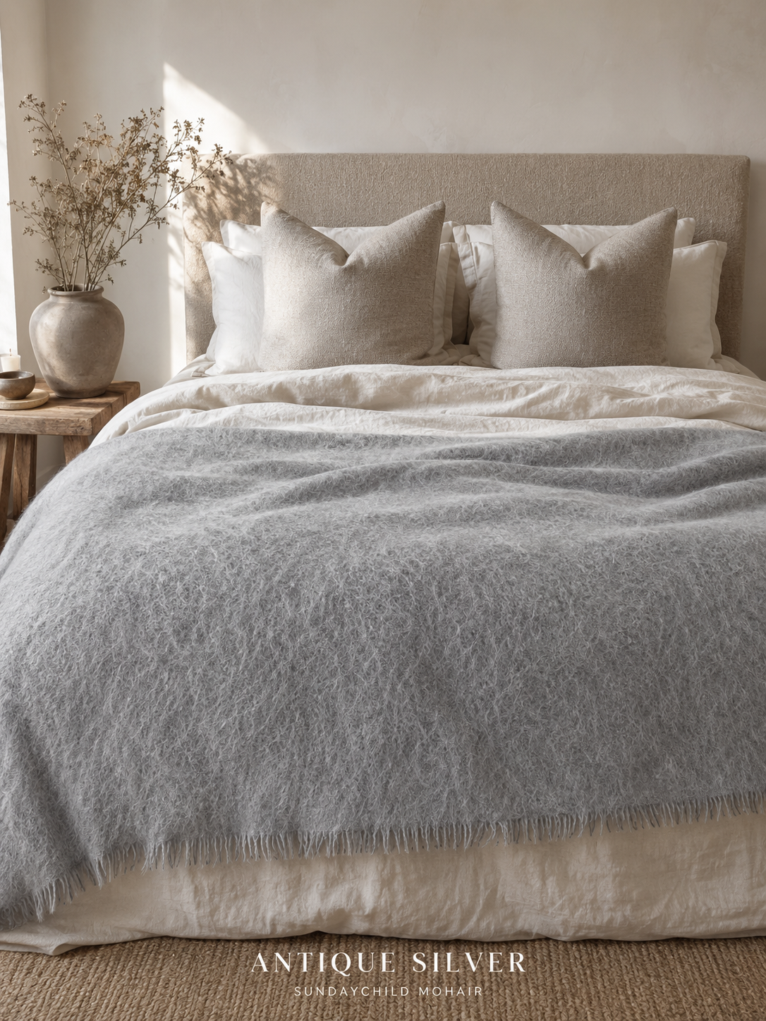 Antique Silver Mohair Blanket