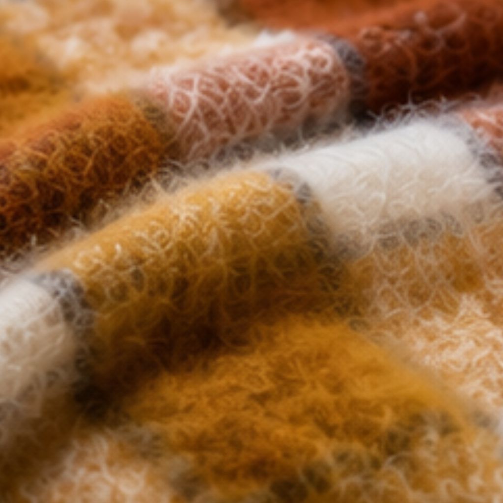 Red/Bronze Blocks Mohair Blanket