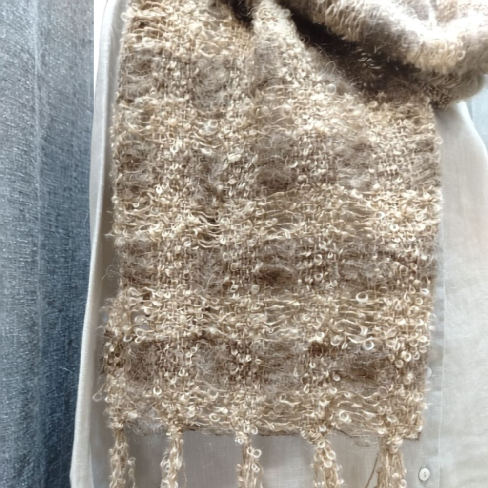 Mohair Boucle Scarf Oatmeal Taupe