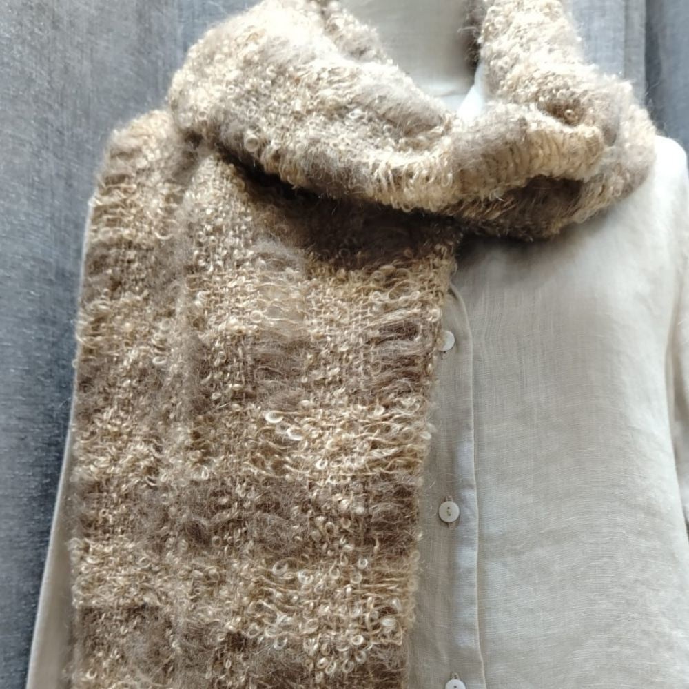 Mohair Boucle Scarf Oatmeal Taupe