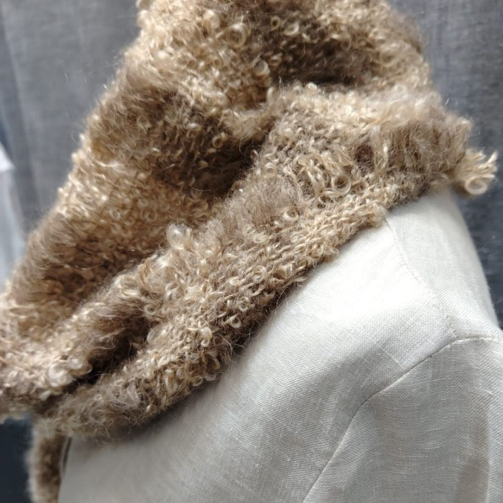 Mohair Boucle Scarf Oatmeal Taupe