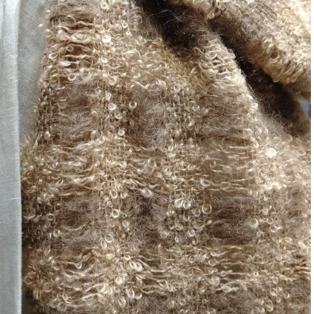 Mohair Boucle Scarf Oatmeal Taupe