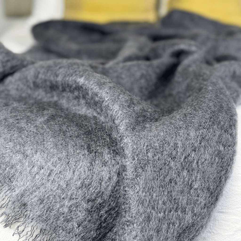 Charcoal Mohair Blanket