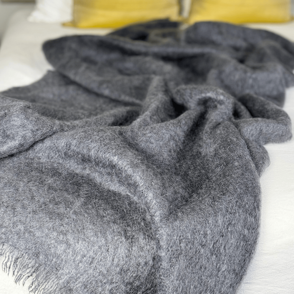 Charcoal Mohair Blanket