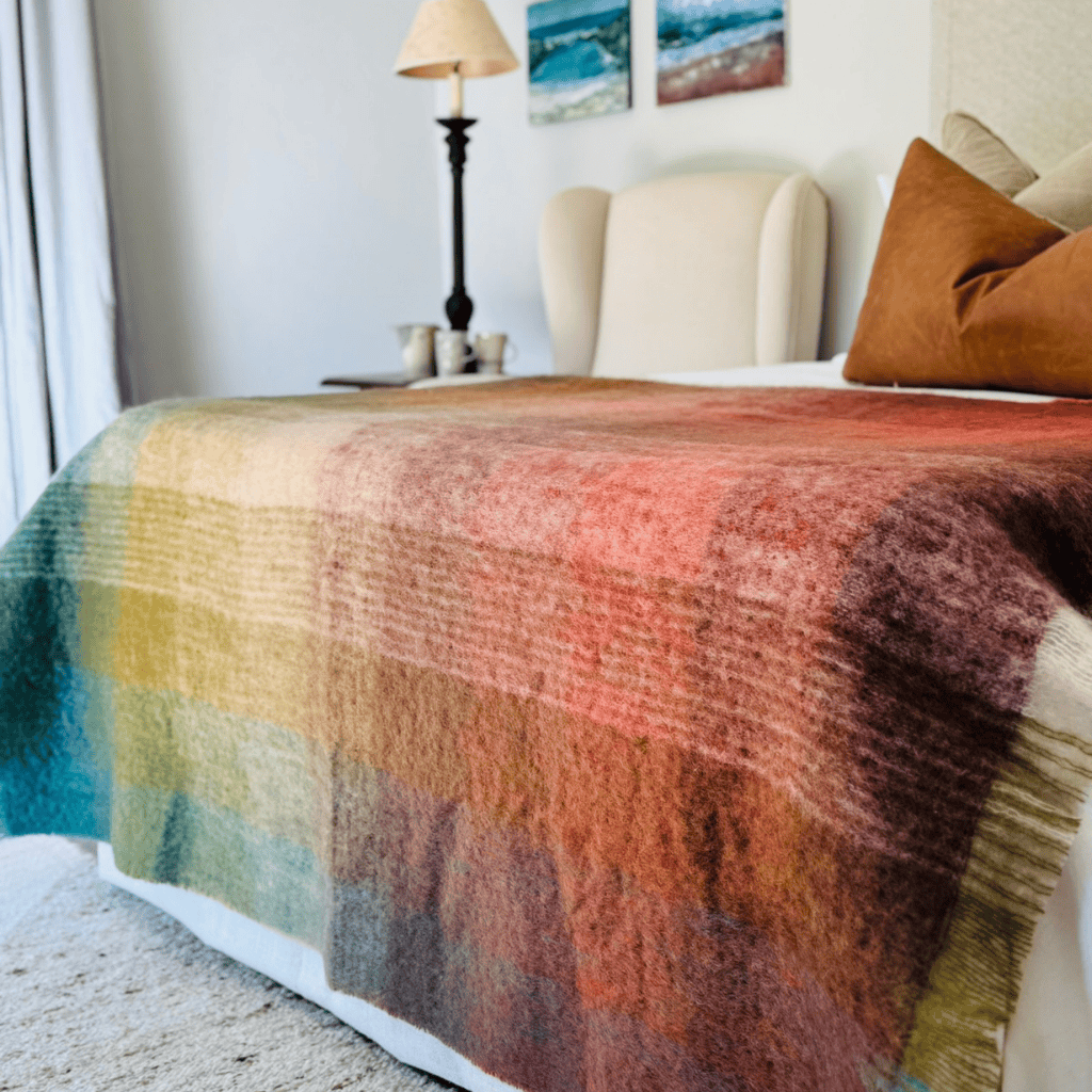 Multi Coloured Autumn Mohair Blanket