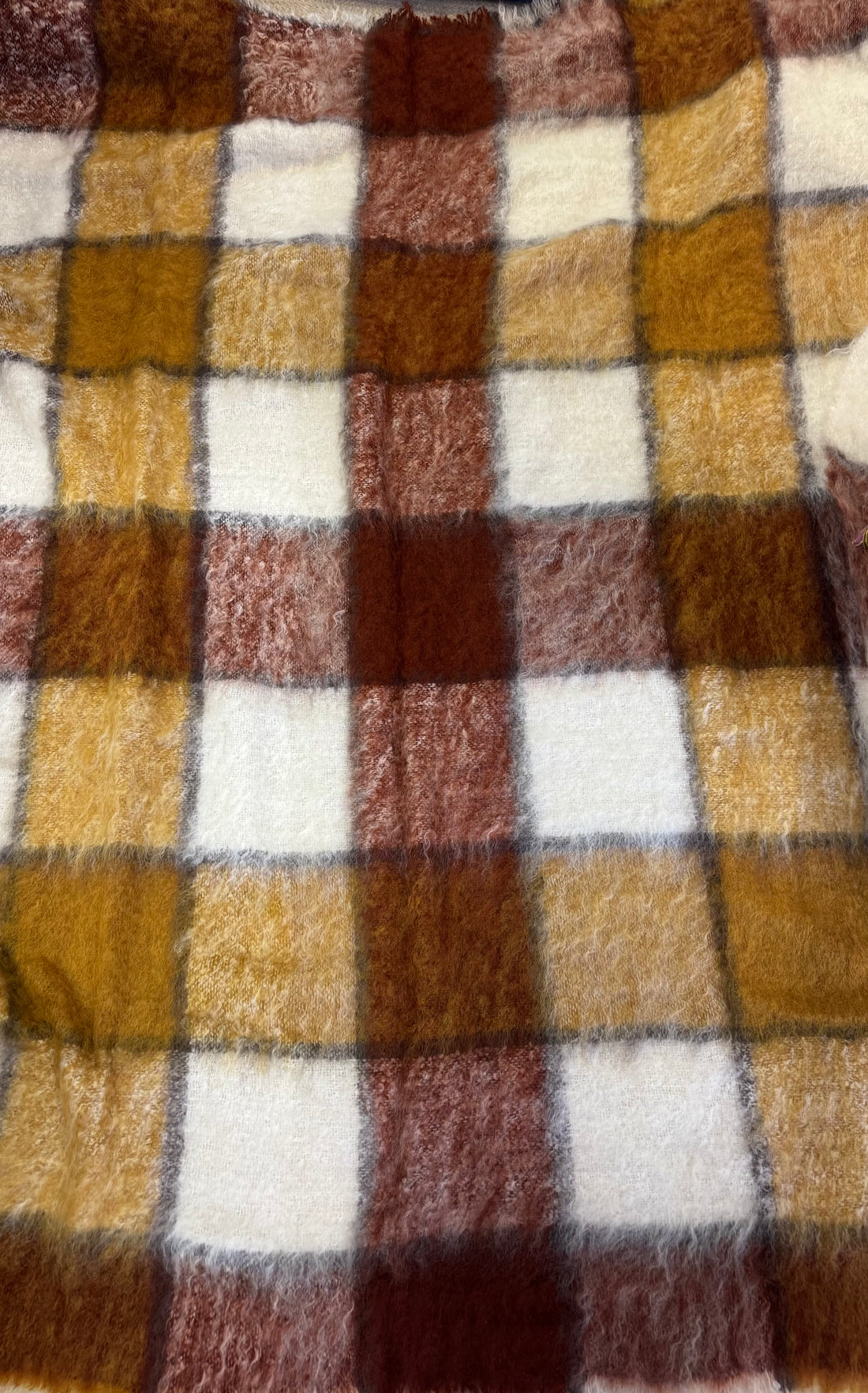 Red/Bronze Blocks Mohair Blanket