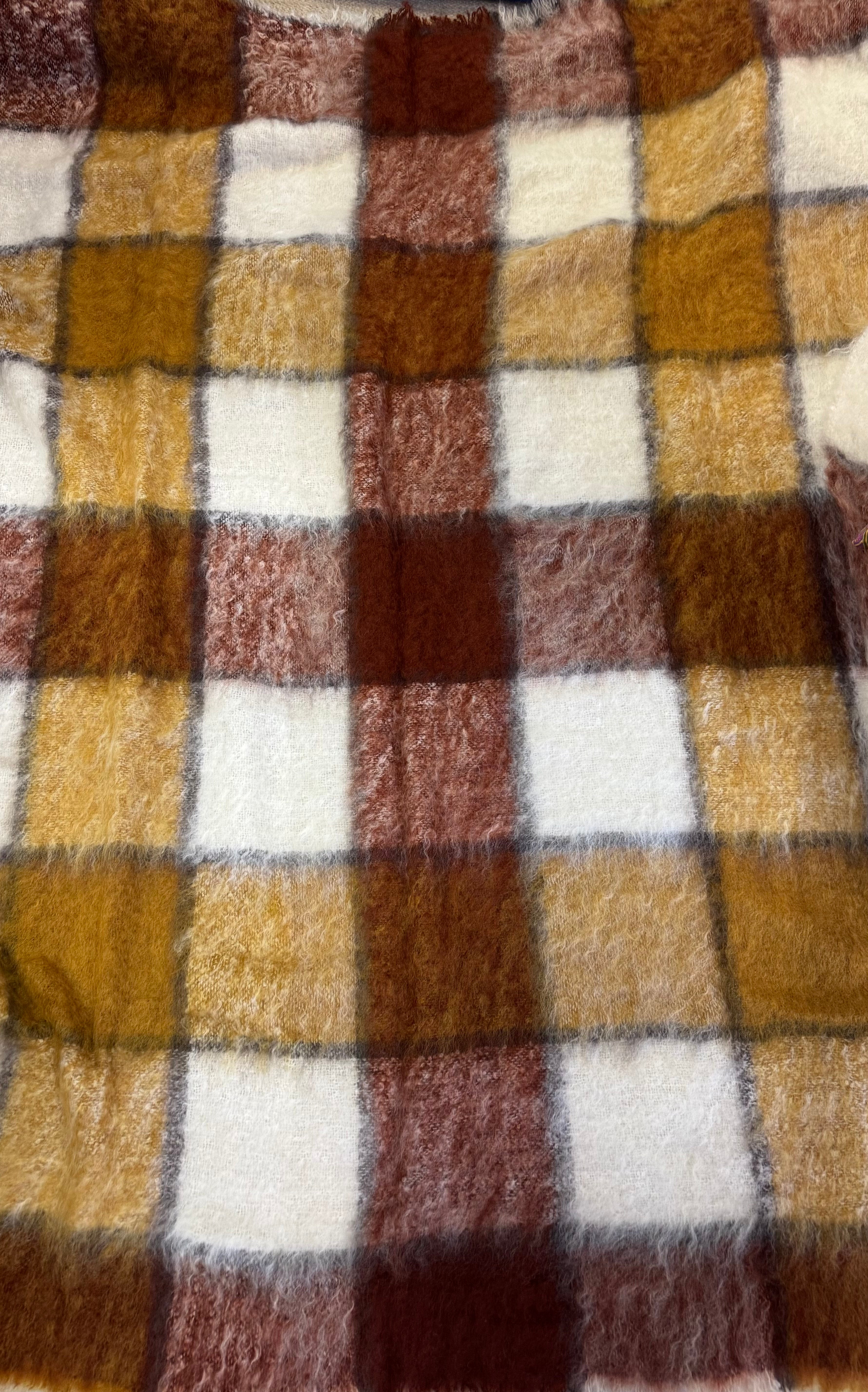 Red/Bronze Blocks Mohair Blanket
