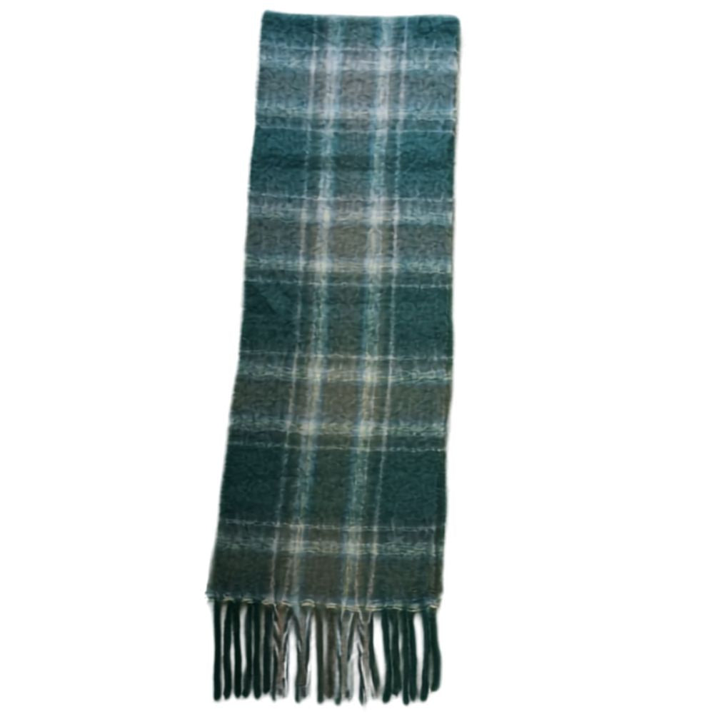 Mohair Scarf Green Tartan Check