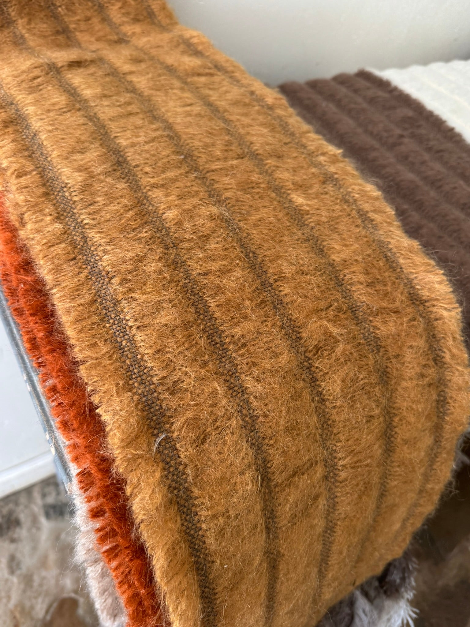 5 Row Mohair Scarf with 5 feathers