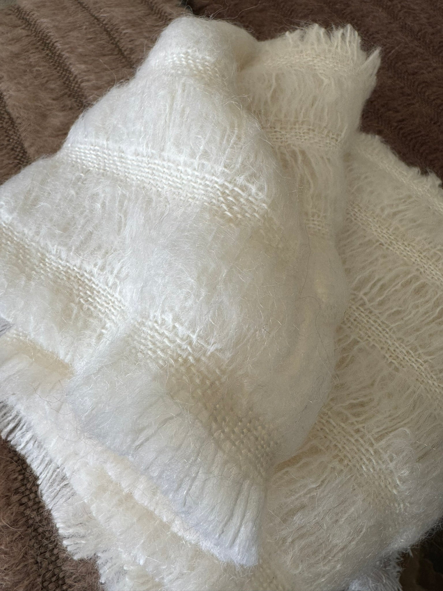7 Row Mohair Scarf with 7 Feathers