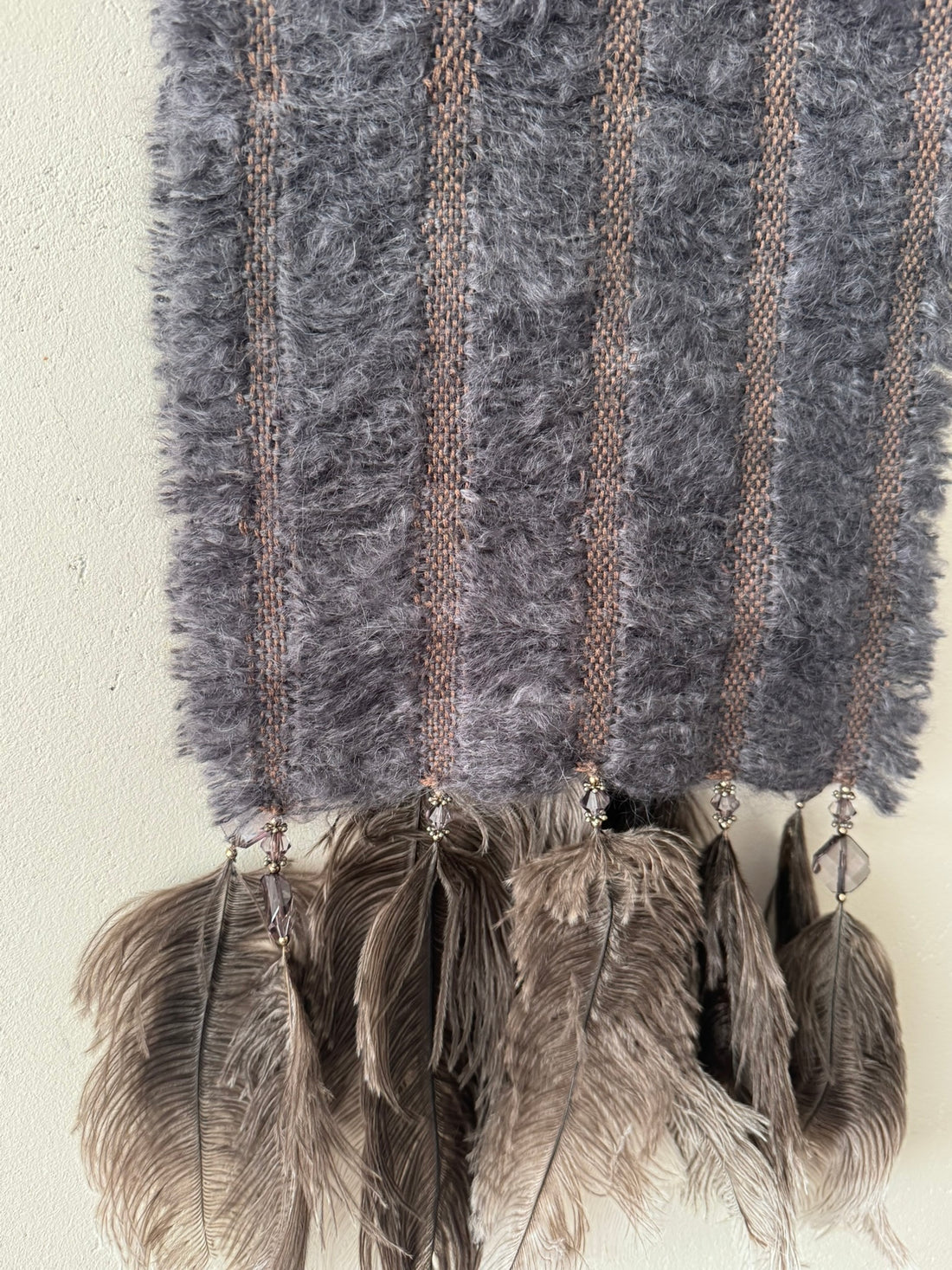 5 Row Mohair Scarf with 5 feathers