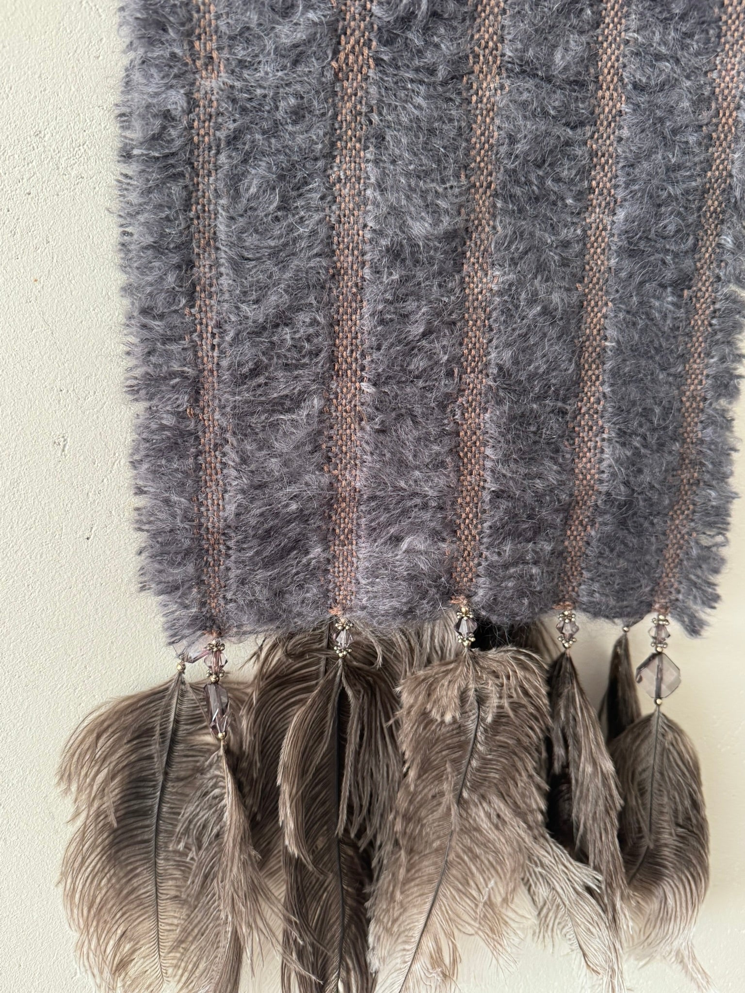 5 Row Mohair Scarf with 5 feathers