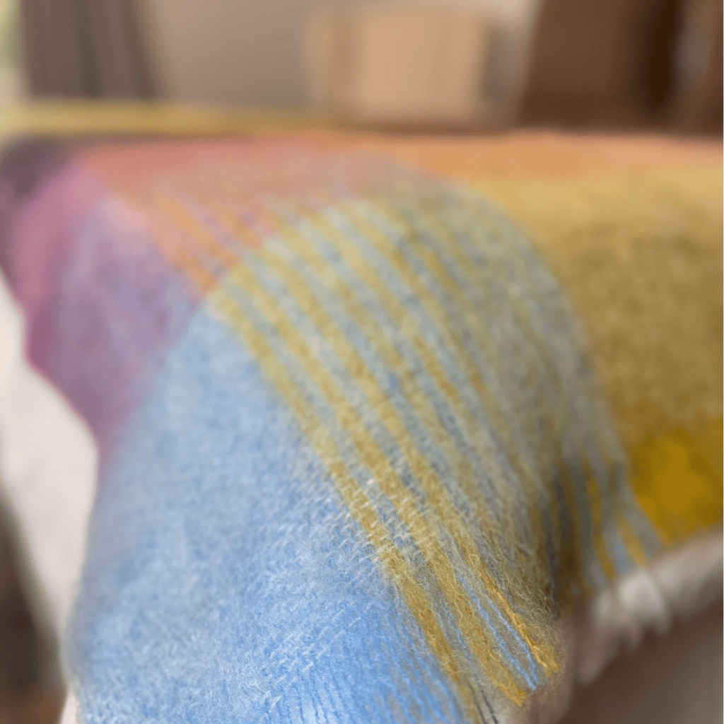 Multi Coloured Pink Mohair Blanket