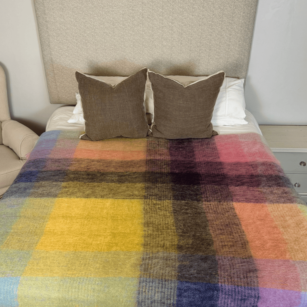 Multi Coloured Pink Mohair Blanket