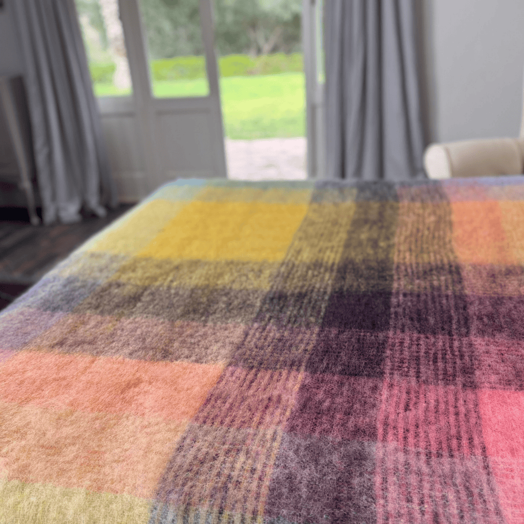 Multi Coloured Pink Mohair Blanket