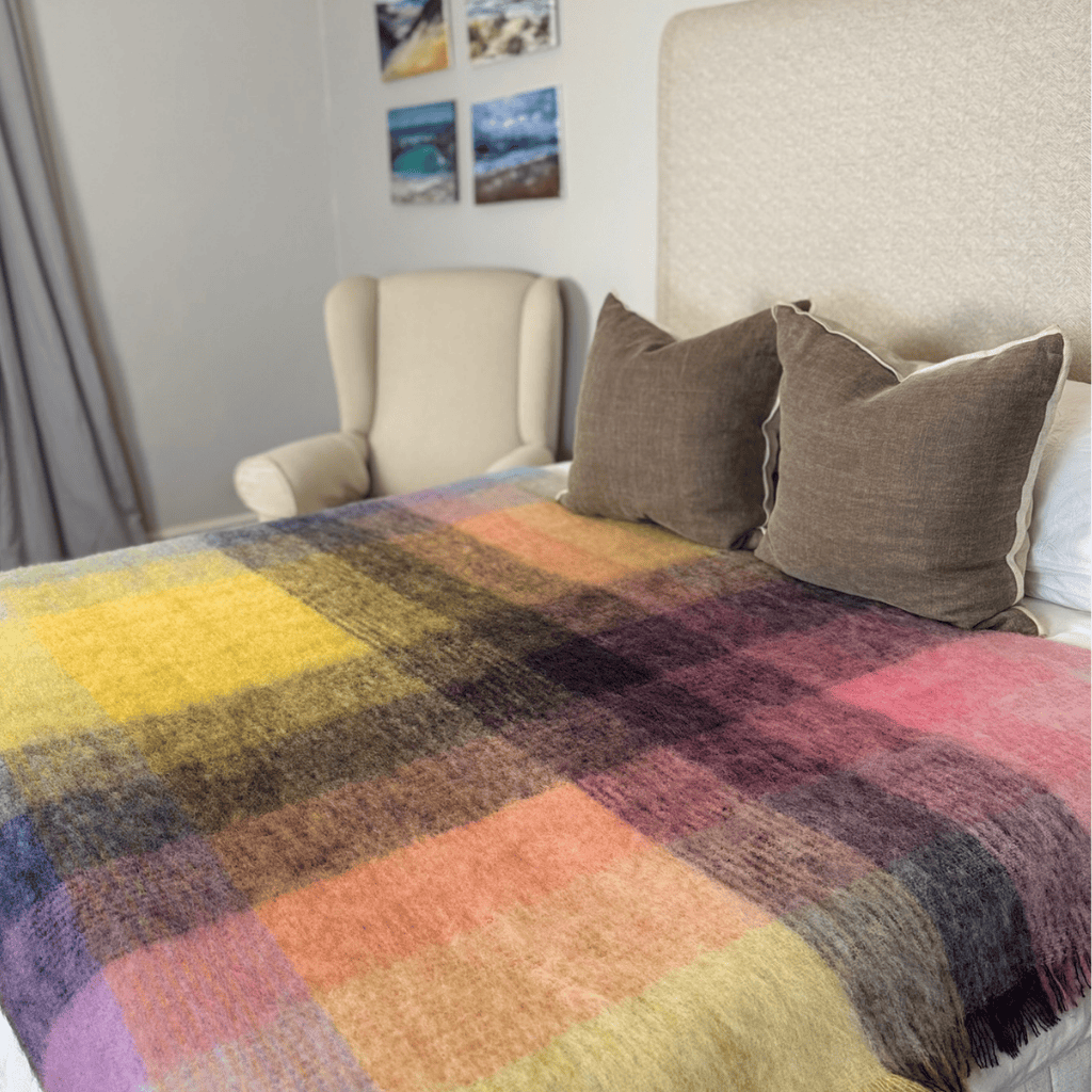 Multi Coloured Pink Mohair Blanket