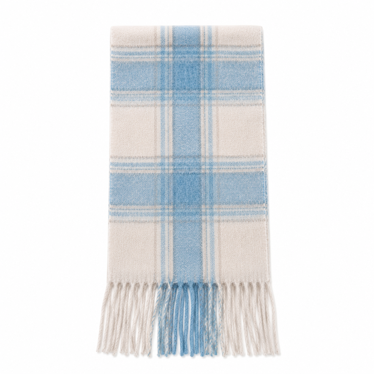 Mohair Scarf Blue  & Natural Checked