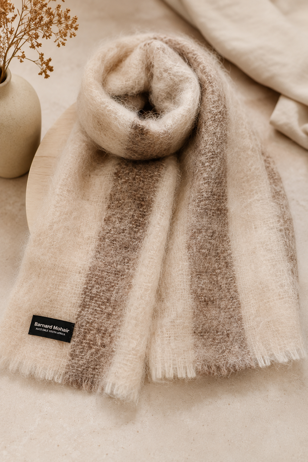 Scarf Natural & Taupe Striped .24 x 1.90m BM