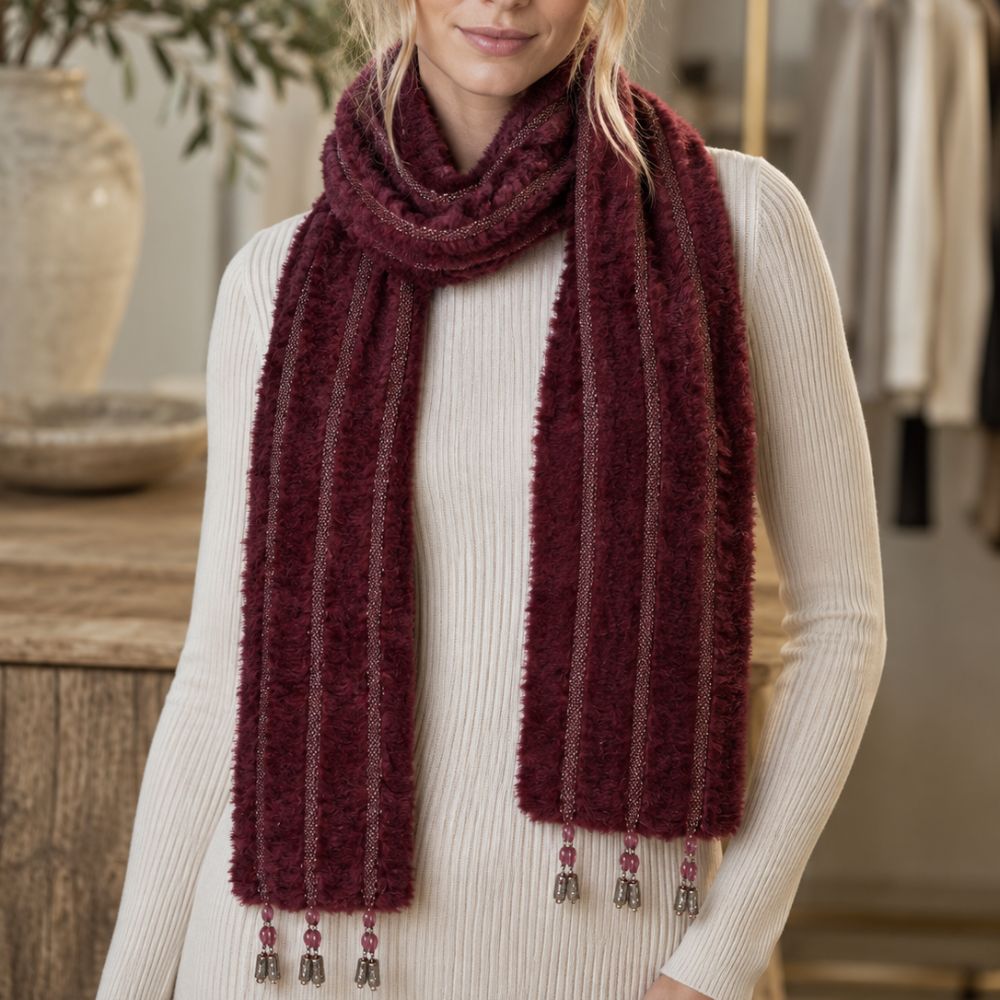 Mohair Scarf with 5 Rows and Beads