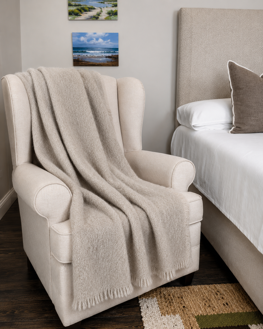 Stone Mohair Blanket