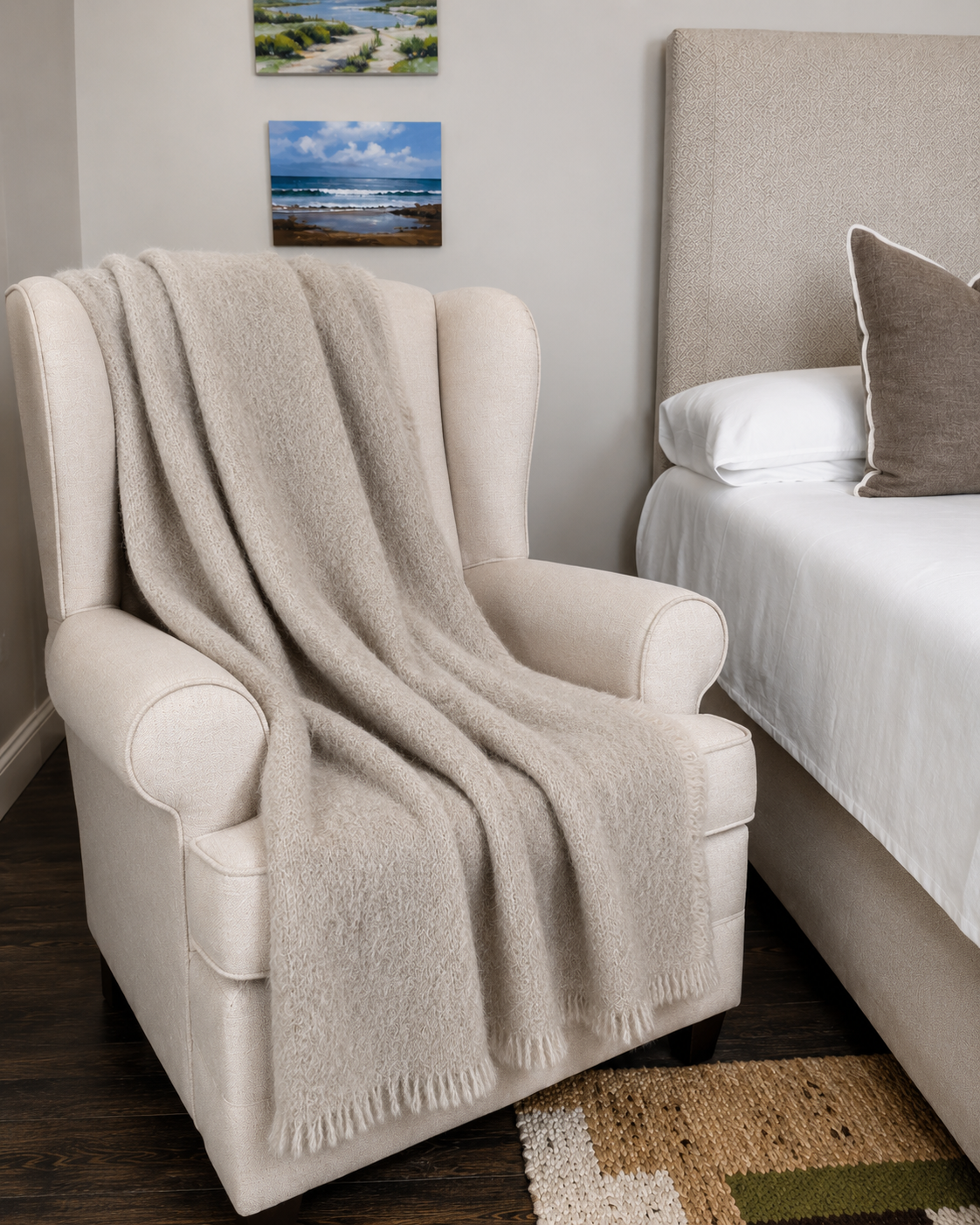 Stone Mohair Blanket