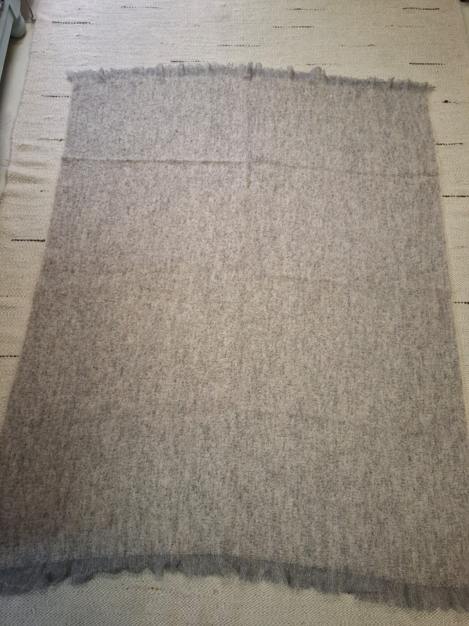 Speckled Light stone Mohair Blanket