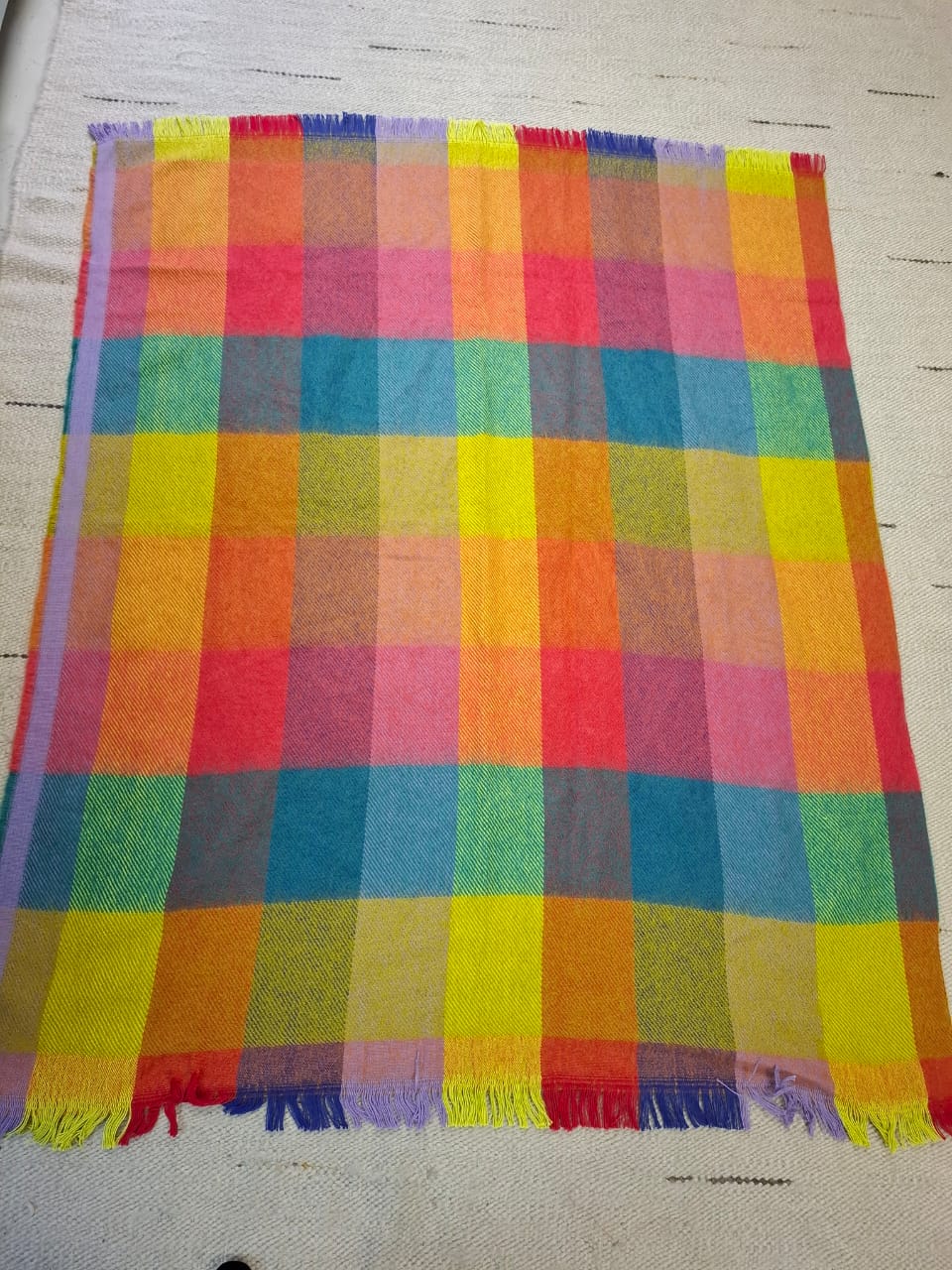 Happy Tartan Mohair Blanket