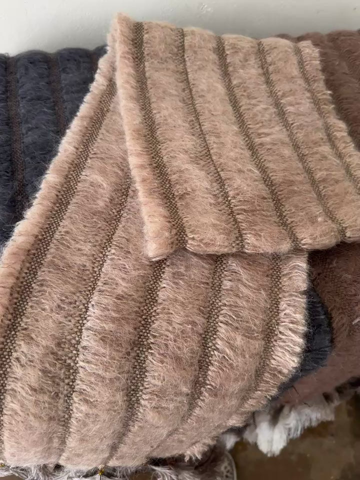 5 Row Mohair Scarf with 5 feathers