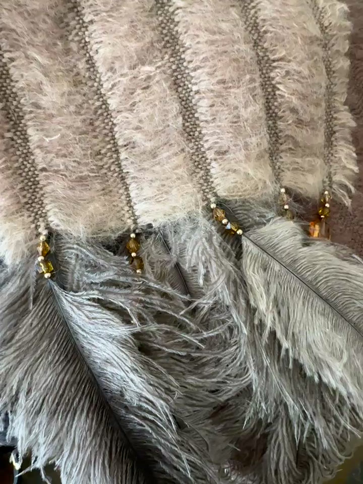 5 Row Mohair Scarf with 5 feathers