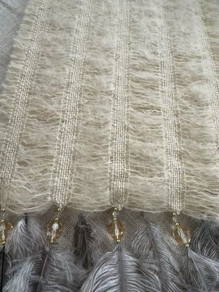 5 Row Mohair Scarf with 5 feathers