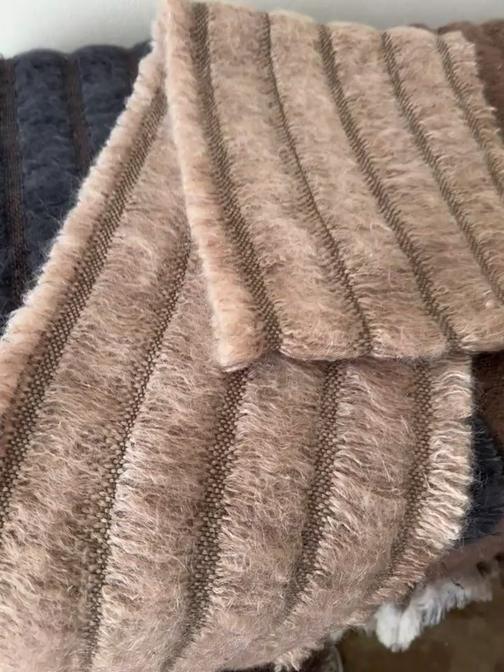 5 Row Mohair Scarf with 5 feathers
